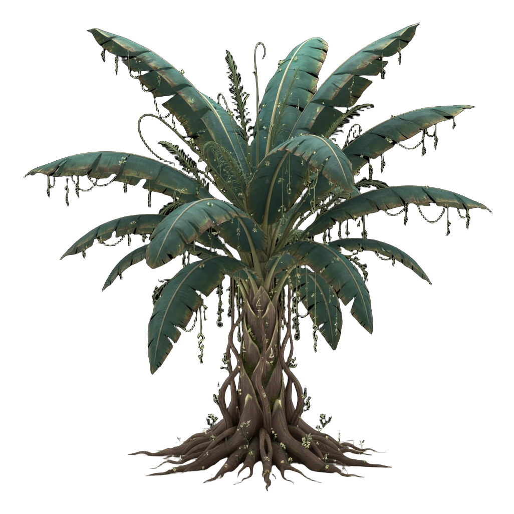 Sculptural tropical tree reference