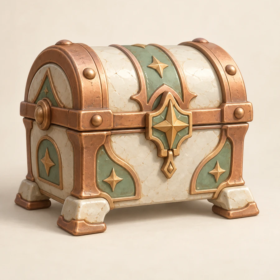 Ivory and copper fantasy treasure chest concept