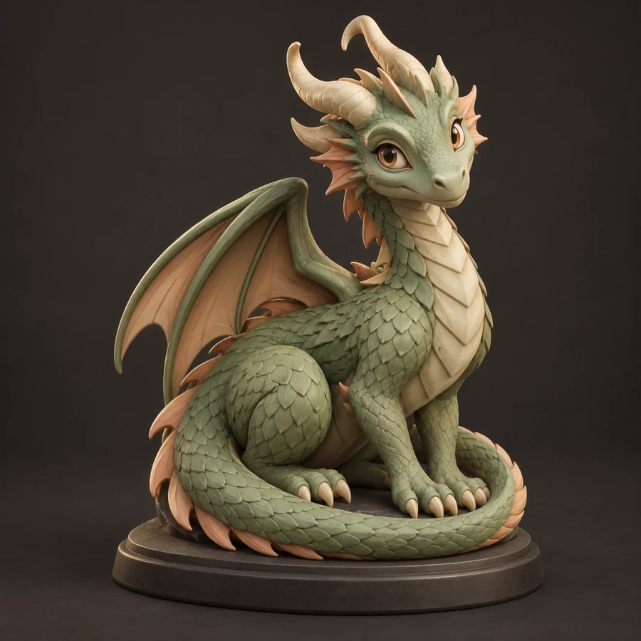 Friendly sage dragon concept on a round base
