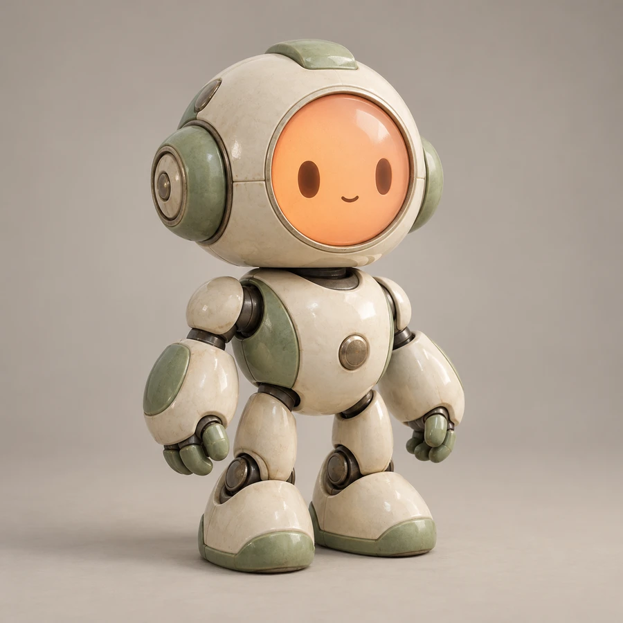 Cream and sage ceramic robot concept